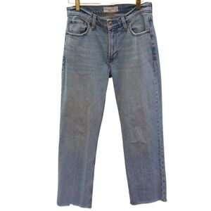 Abercrombie & Fitch Light Wash Straight Leg Jeans Raw Hem Size 25